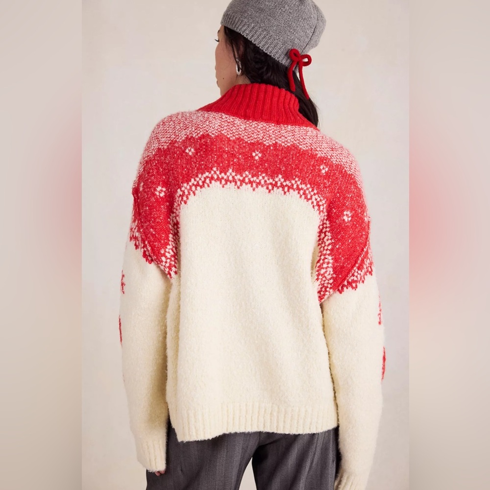 NWT Free People Mythical Knit Fair Isle Heart Pullover Sweater - Picture 3 of 7